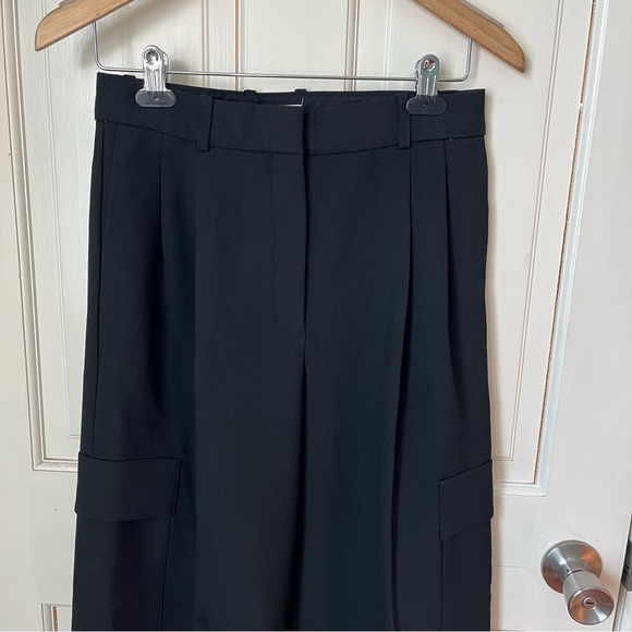 Aritzia Babaton Spotlight Cargo Bader Trousers Pants 6 Black Wide Leg Office - Picture 5 of 11